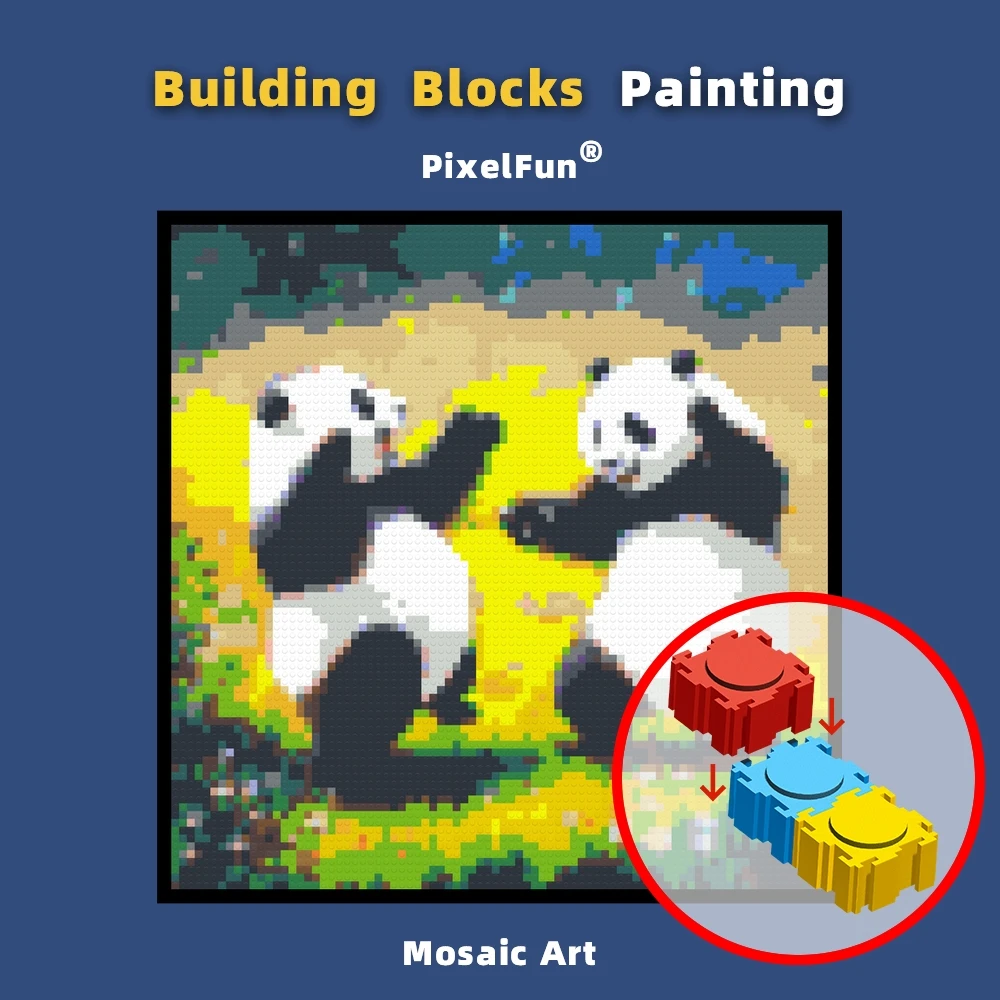 

Two Cheerful Pandas DIY Building Blocks Painting Mosaic Custom Pixel Art Home Decoration Birthday Christmas Gifts For Kids Toys