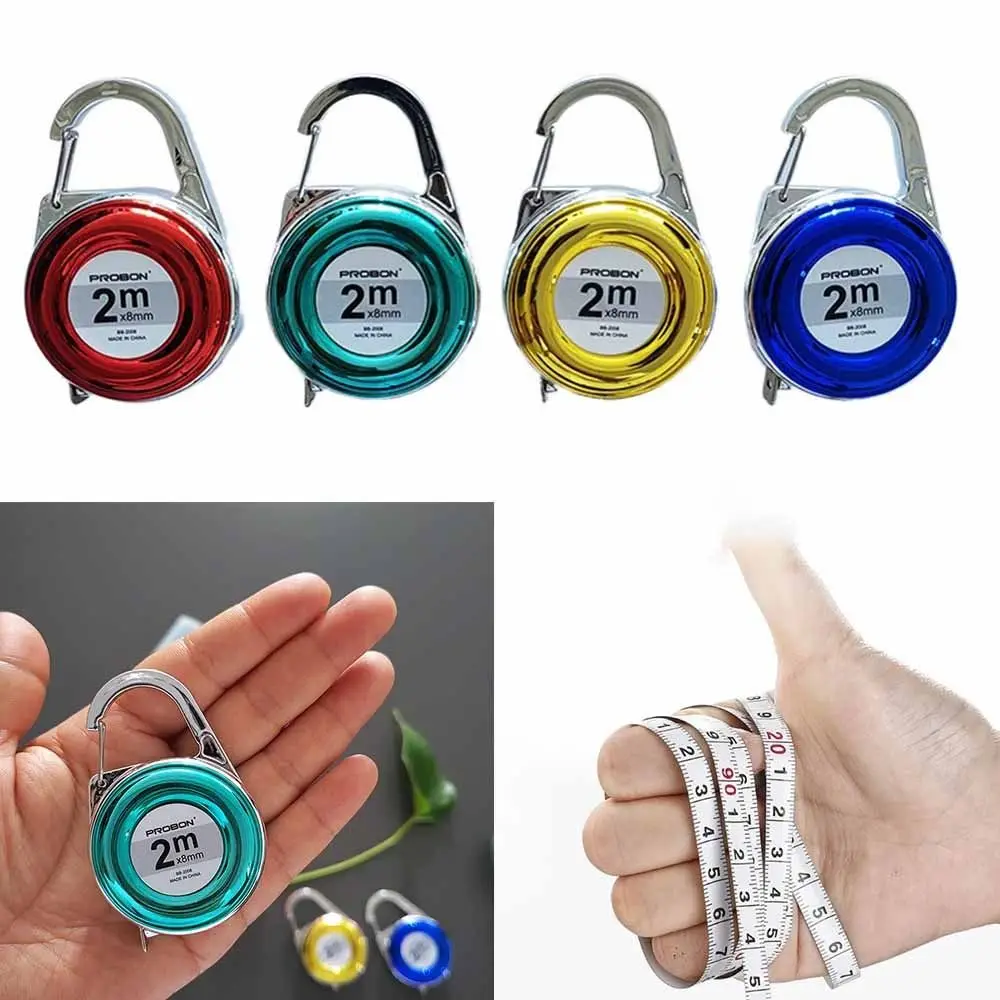 Retractable Keychain Tape Measur Delicate Roulette Centimeter Inch Retractable Ruler Mini 2 Meter Measure Tape Sewing Tools