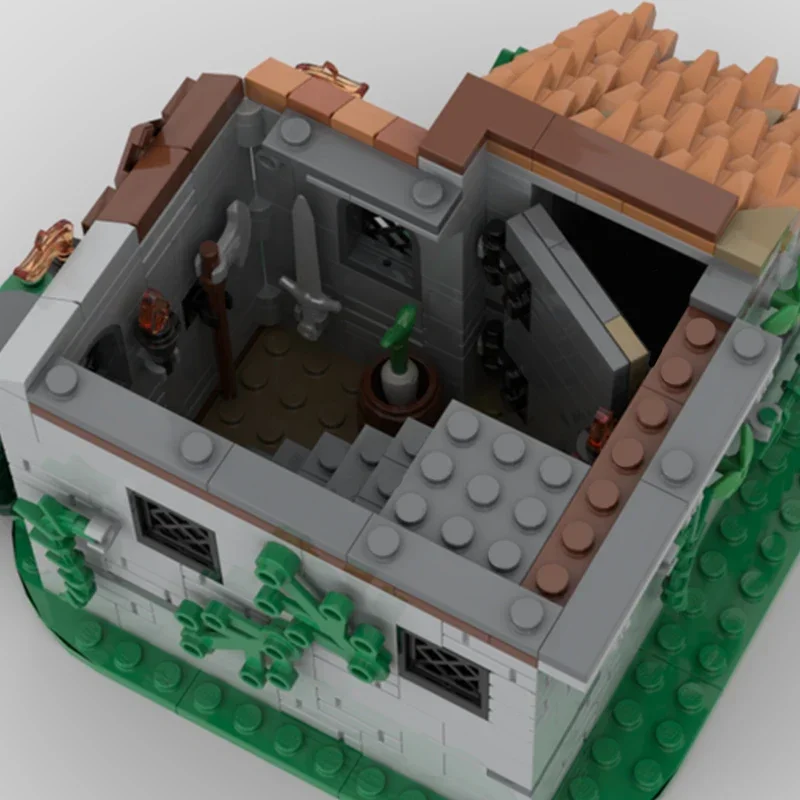 MOC-Castelo Medieval Construindo Tijolos, Blocos Modulares, Cavaleiros Leão, Tecnologia de Posto Avançado, Brinquedos de Montagem DIY