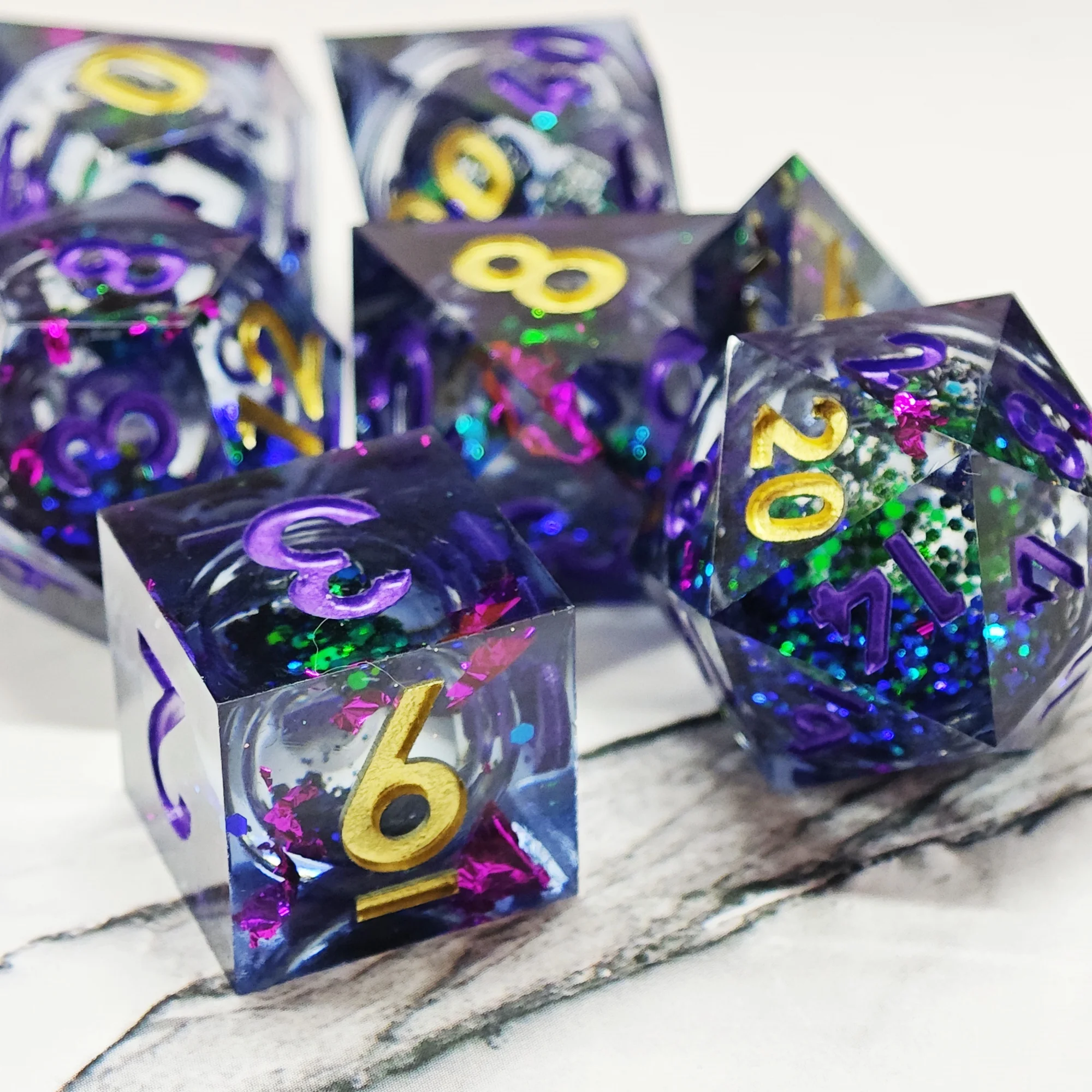 MINI PLANET DND Dice Set 100% Handmade Polyhedral Resin Dice with Sharp Edges For TRPG Board Games Liquid Core Dice Set Factory