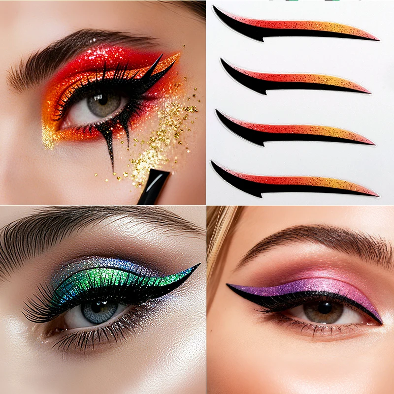 بريق كحل ملصق مقاوم للماء ملصقات ماكياج عيون الليزر الملونة للنساء الجفن التصحيح ماكياج الوجه الطرف DIY الديكور #5