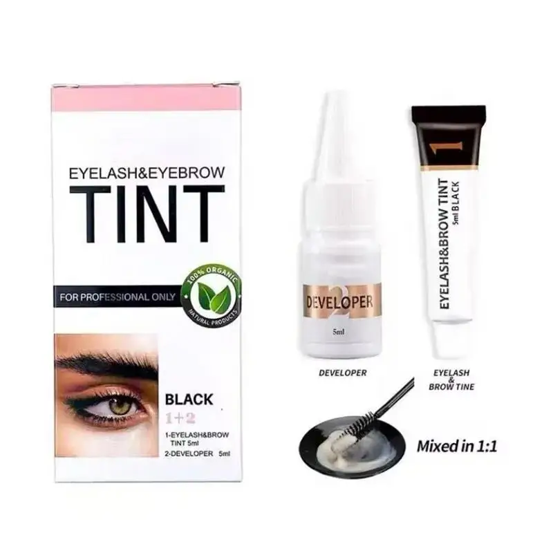 15-minute Henna Eyebrow Dye Tint 4Pcs Semi Permanent Long-Lasting Eye Brow Gel Fast Easy Dye 3 Color Brow Tint Cream Makeup Kit