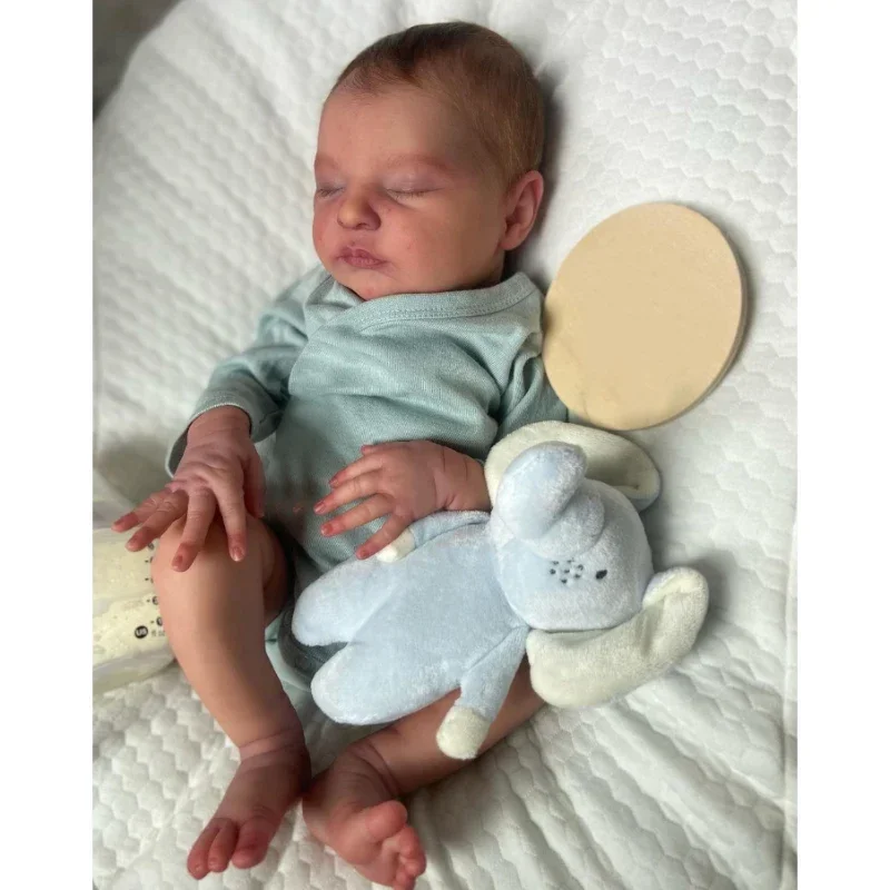 

19inch Already Finished Reborn Sleeping Baby Laura with Rooted Hair Lifelike Soft Muñecas Reborn Visible Veins Reborn Baby Doll