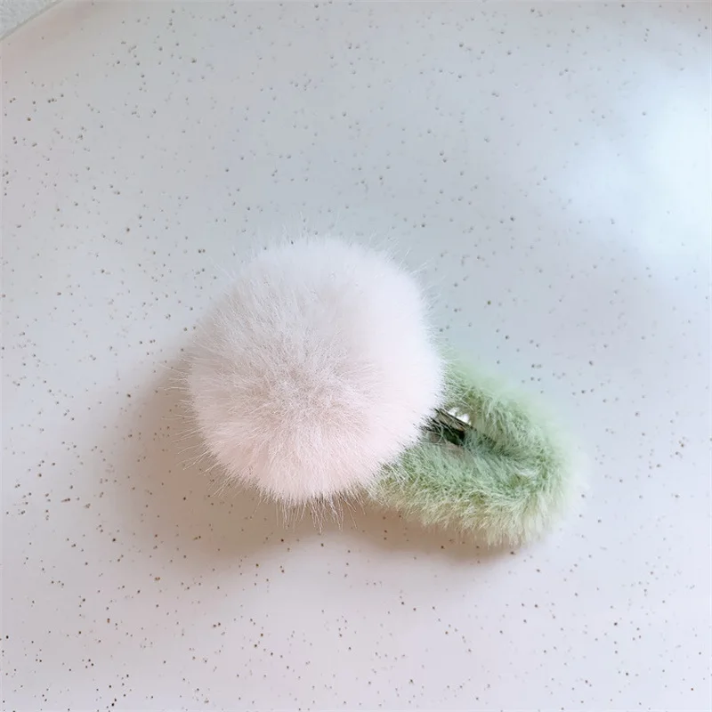 2024 Cute Furry Hair Clip For Kids Fluffy Ball Barrette Girls Plush Hairclip Baby Pompoms Hair Tie elastic hair rope headdress