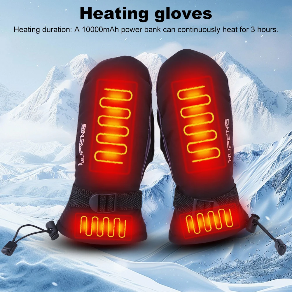 Guantes calefactables con carga USB, guantes calefactores eléctricos a prueba de frío, 3 velocidades de temperatura para acampar al aire libre y senderismo
