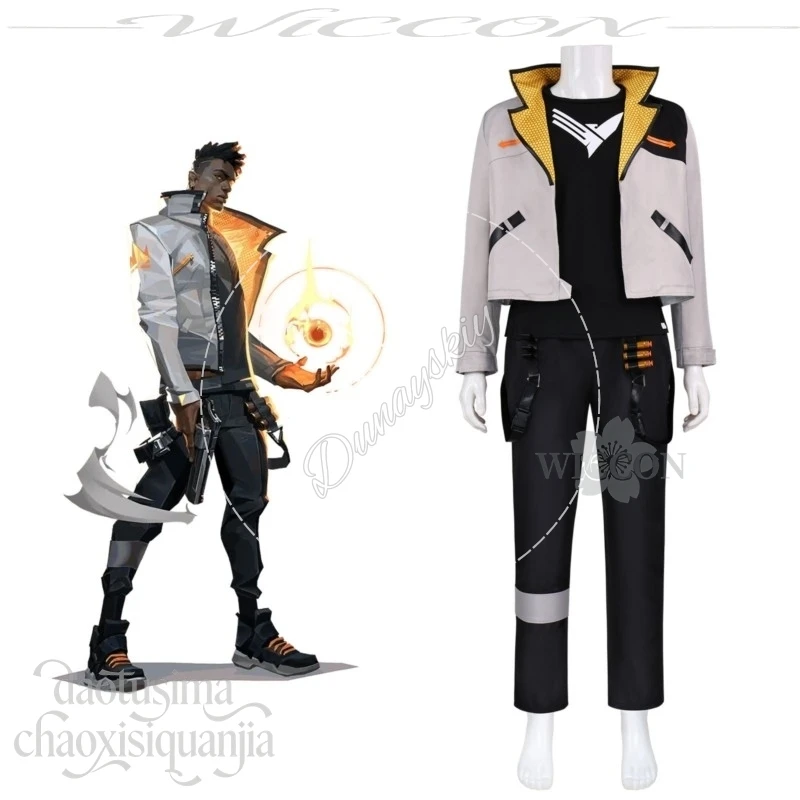 Light Grey Cropped Zip Jacket Cosplay Phoenix Jamie Adeyemi Street Techwear Costume Handsome Uniform Halloween Anime VALORANT view 3