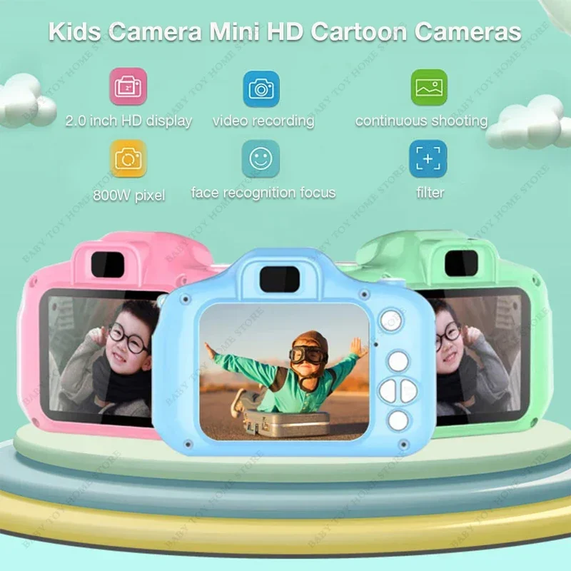 Mini kamera dla dzieci wodoodporne 1080P HD zabawki wideo 2 Cal kolorowe wyświetlacze dla dzieci Cartoon Cute Outdoor SLR zabawki prezenty