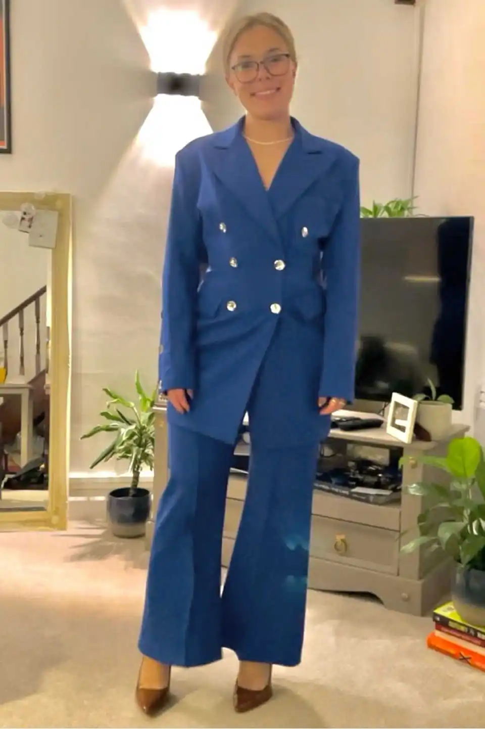 Simple Loose Women Suits Wide Leg Pant Double Breasted Blazer Fashion Office Lady Suit Customized Prom Party Outfits