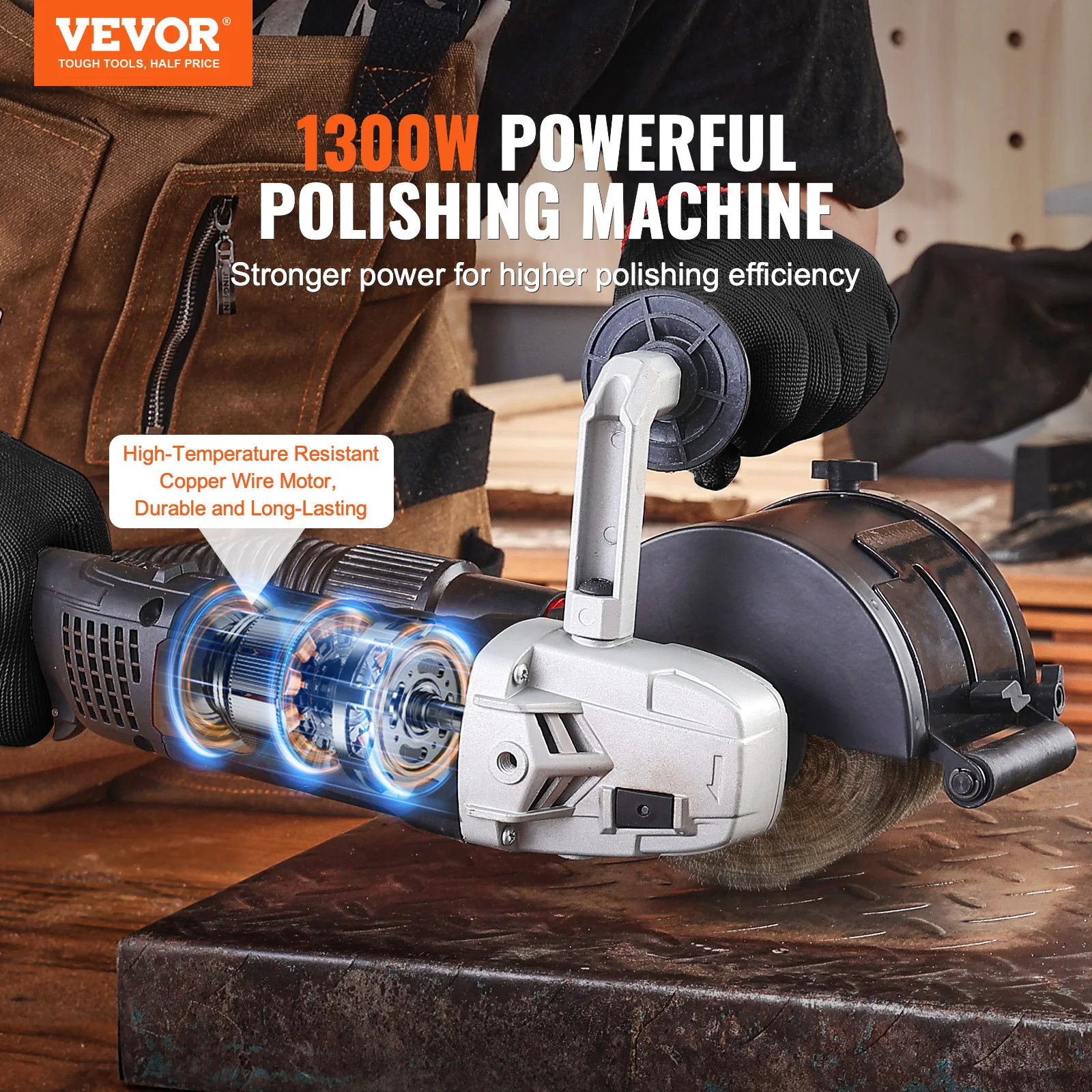 VEVOR Burnishing Polishing Machine 6 Variable Speed Surface Conditioning Tool Electric Metal Burnishing Machine for Wood Steel