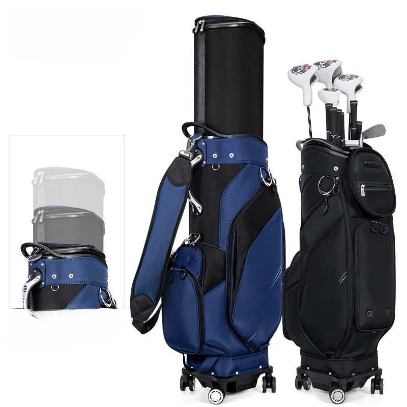 For Golf Bag Waterproof Nylon Men Women Hardshell Telescopic Ball Cap Four-Wheel Flat Push Air Pack Reversible Club Frame