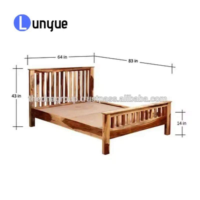 New Modern Design Natural Wooden Bed Frame Solid Wood Platform Bed for Bedroom Home Furniture Minimalist Style Durable
