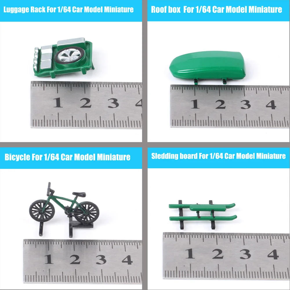 5pcs/set Car Roof Accessories For 1/64 Model Cars Toy Miniatures Vehicle Luggage Box Kayaking Sledding Bicycle Plastic Parts