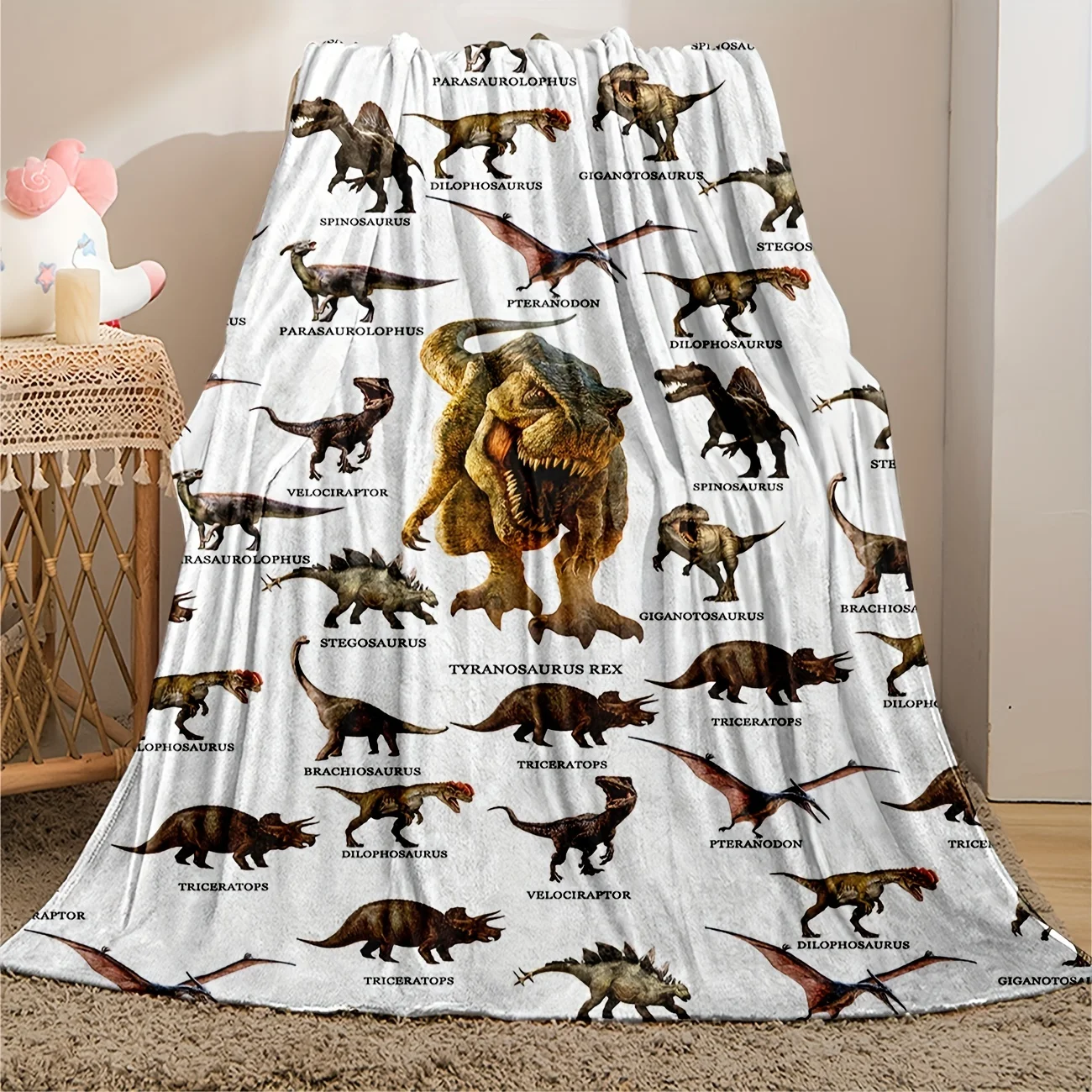 Jurassic Dinosaur Print Throw Blanket Warm And Comfortable Flannel Blanket For Travel Sofa Bed Couch Multi-purpose Blanket Gift