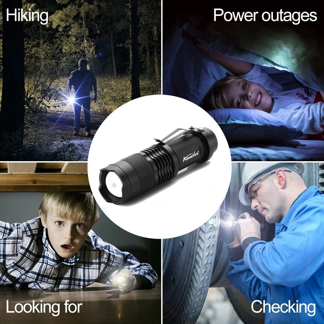 Zoom Mini LedHigh Bright Palm Small Flashlight Aluminum Portable Clip Backpack Pocket Torch Outdoor Hiking Travel Camping llight