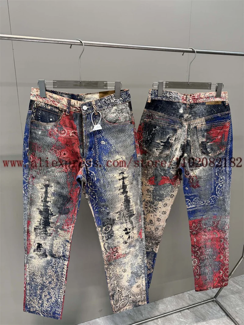 Tie Dye Digital Printed Jeans Men Women High Quality Versatile Jeans Streetwear Pants