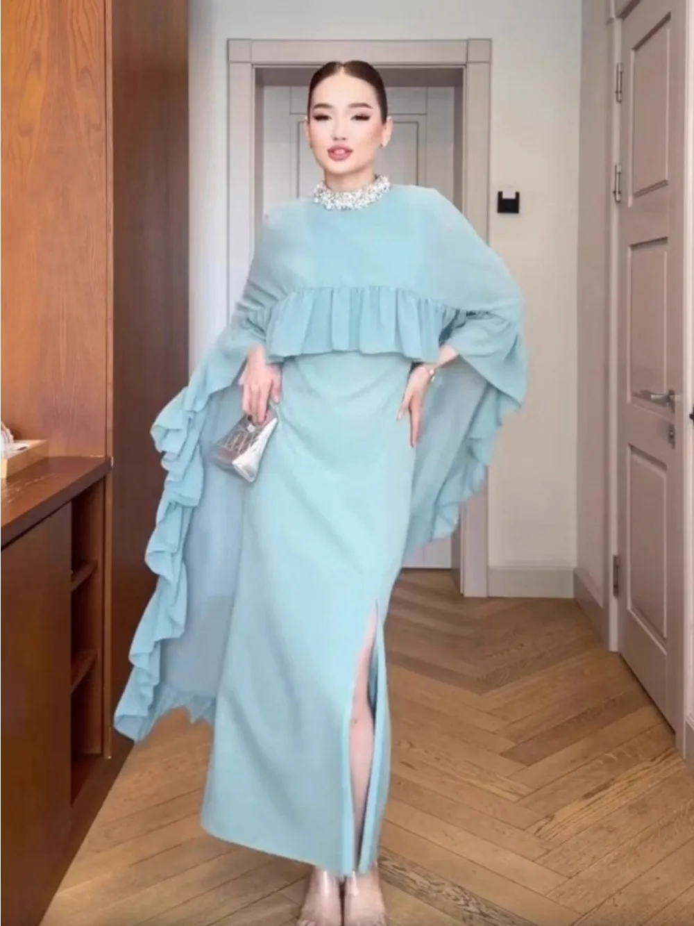 

Eid Women Dress Muslim Autumn Ruffle Abaya Dubai Vestidos Largos Long Dresses Kaftan Arab Robe Party Caftan Jalabiya Ramadan