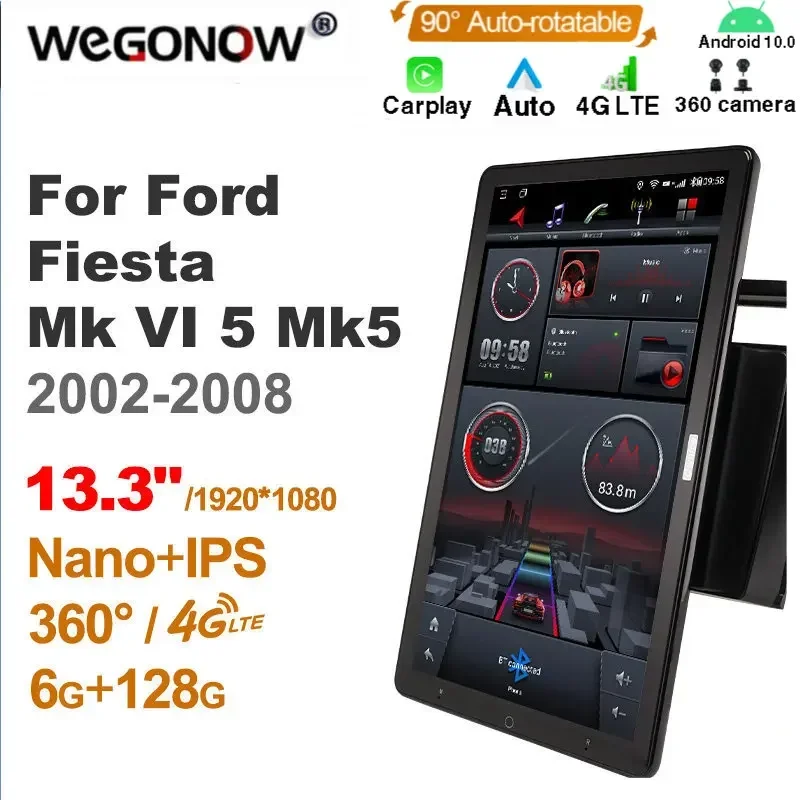 13.3 Inch Ownice Android10.0 Car Radio 360 Panorama for Ford Fiesta Mk VI 5 Mk5 2002-2008 GPS Auto Audio SPDIF 4G LTE NO DVD