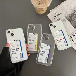 Travel Air Ticket national entry permit clear soft case for iphone 15 Pro 14 13 12 11 Pro Max X XS XR  NewYork Tokyo Paris cover