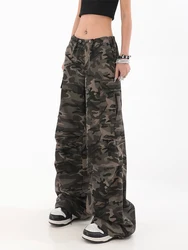 Women's Camouflage Cargo Pants Vintage Y2k Harajuku Aesthetic Streetwear Pants High Waist Trousers Japanese 2000s Style Clothes