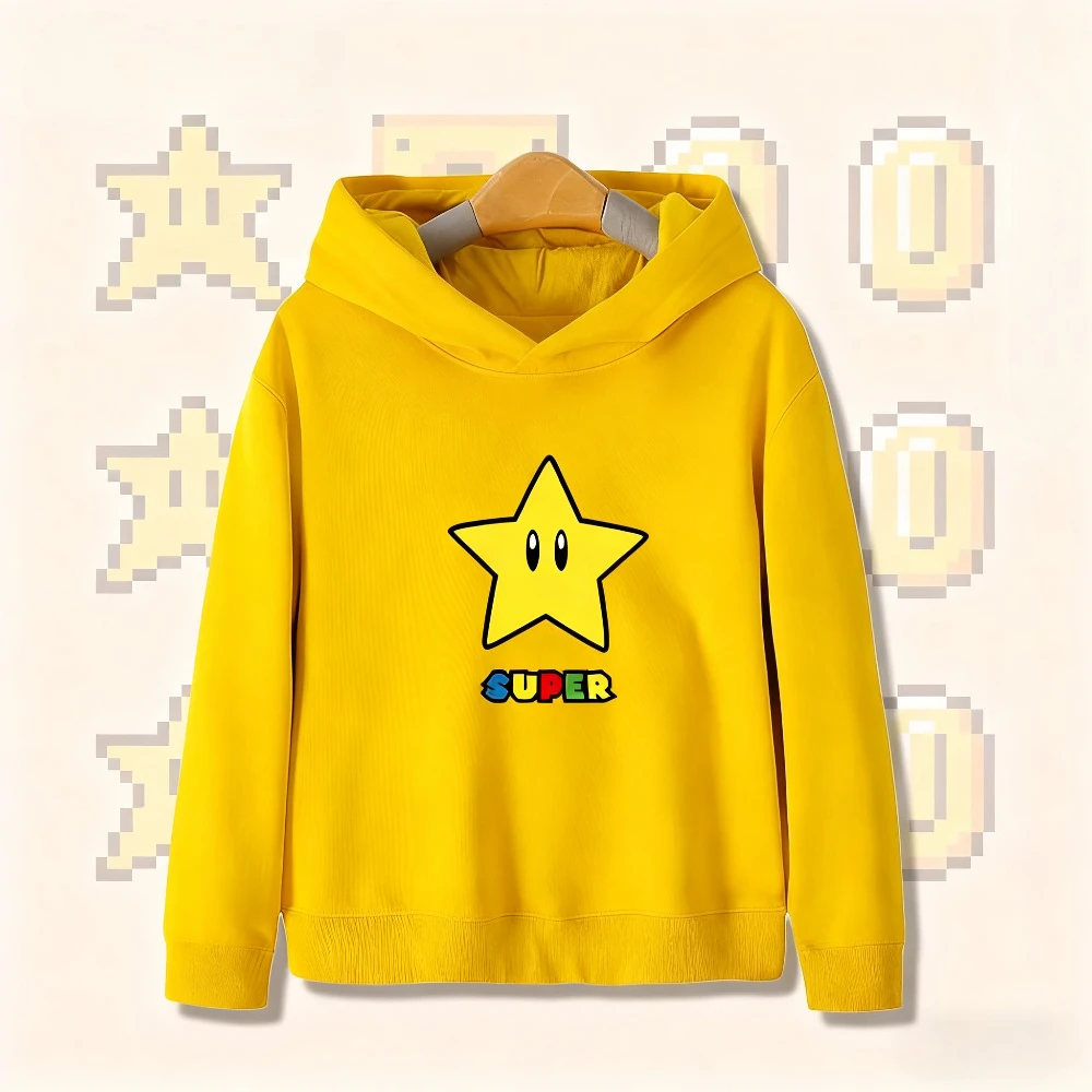 

Super Mario Lucky Star Children's Sweatshirt Boys and Girls Clothing Autumn and Winter Warm All-match Children's Hoodies