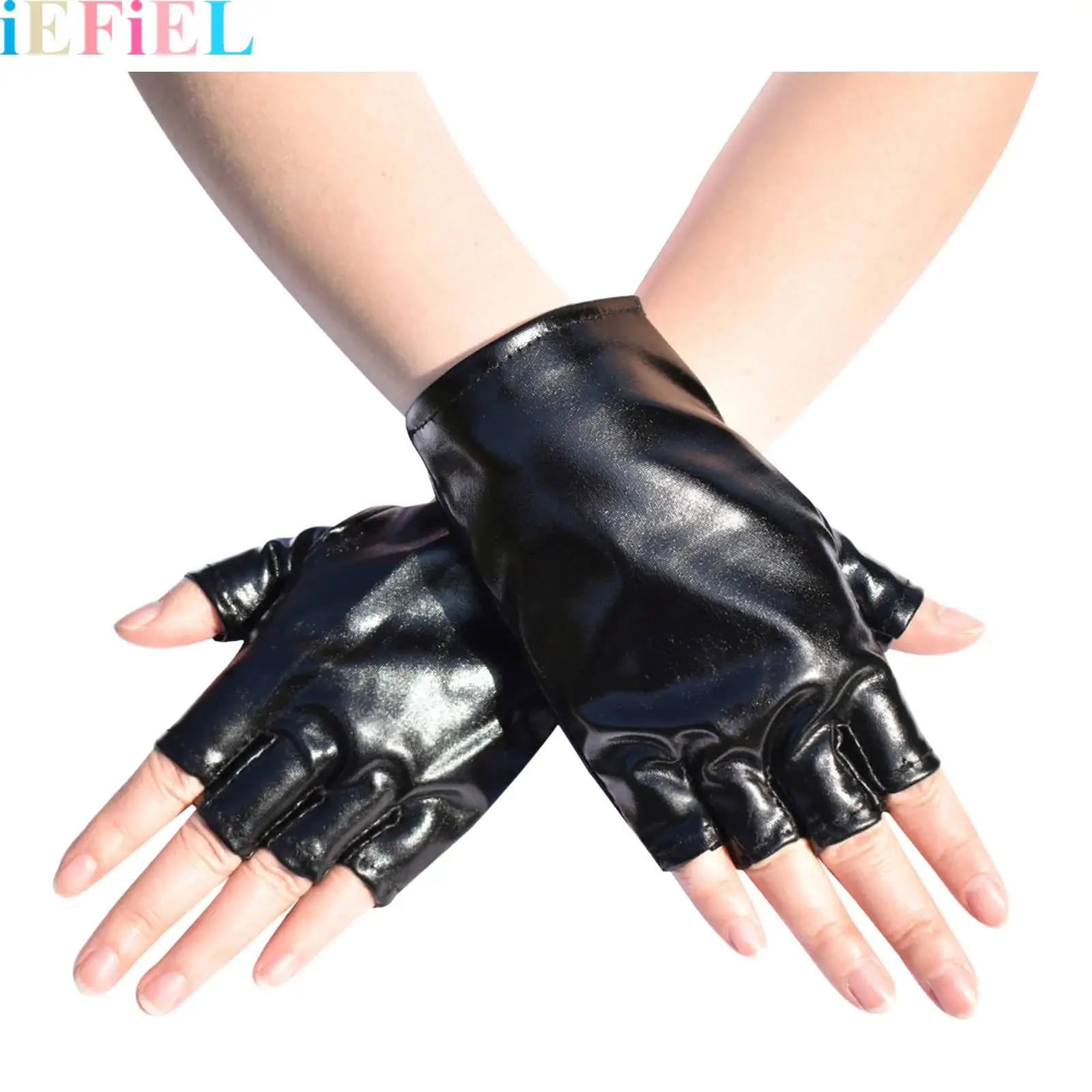 

1 Pair Women Punk-Style Gloss Patent Leather Gloves for Adults Halloween Cosplay Bar Night Club Cosplay Accessories