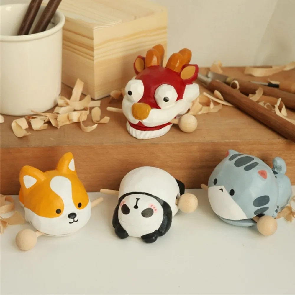 Animal Shape Small Wooden Fish Decompression Merit+1 Wooden Carving Ornaments Knocking Carving Percussion Toy Gifts