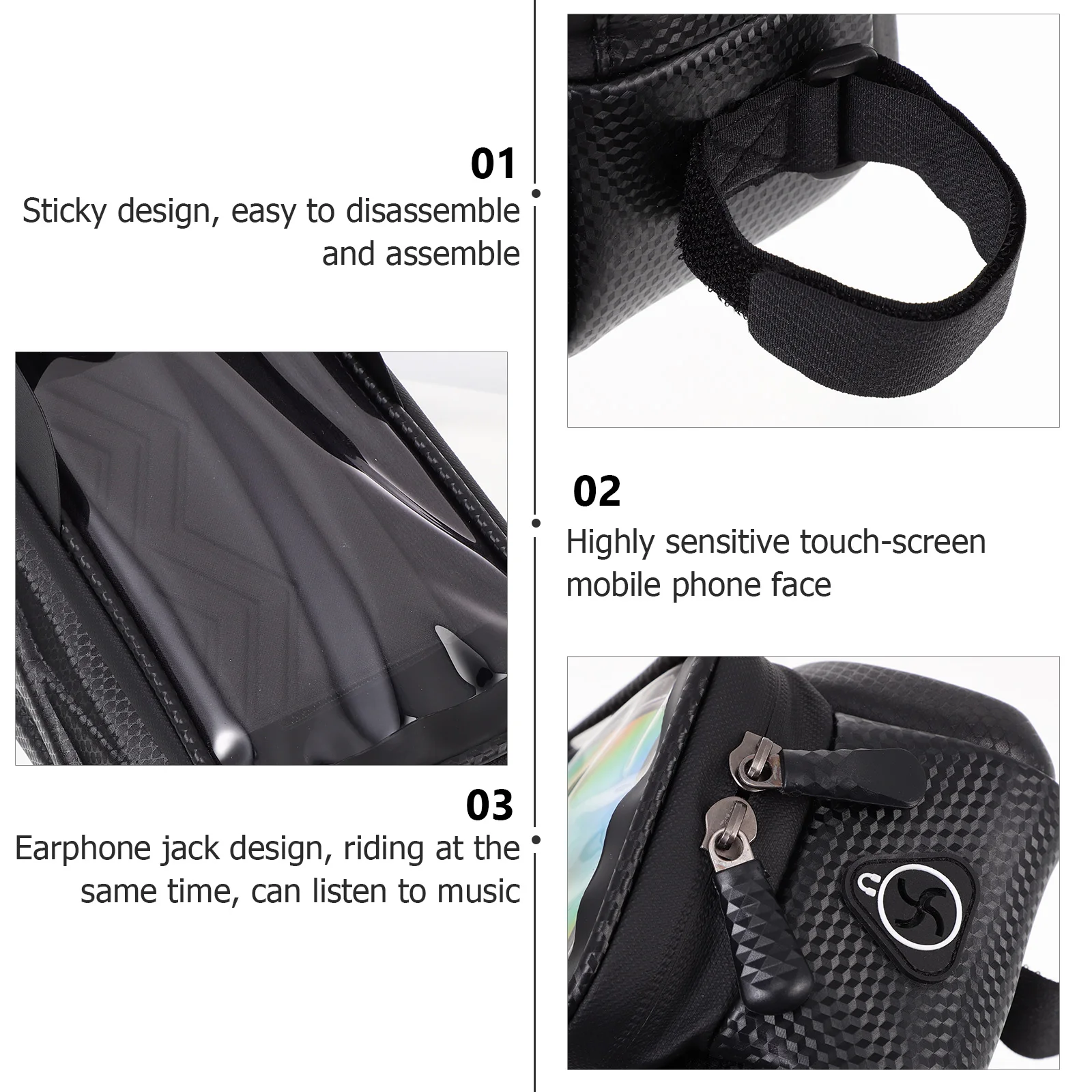 

Waterproof Handlebar Mobile Phone Bag For Cycling Touchscreen Window Durable Bike Cellphone Pouch Front Frame Storage Bag For