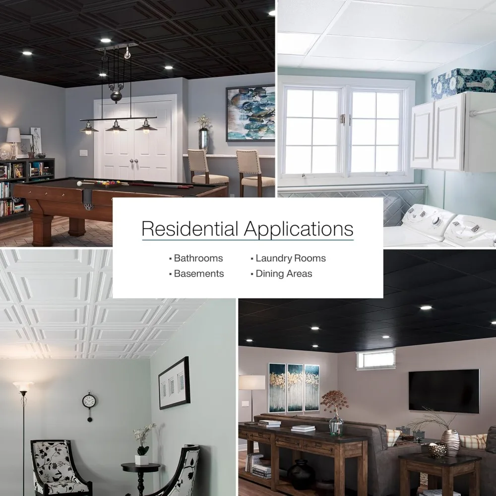 แผ่นฝ้าเพดานสีขาว Stucco Pro ขนาด 2 ฟุต x 2 ฟุต - ติดตั้งง่ายแบบดรอปอิน - กันน้ำ ล้างทำความสะอาดได้ และทนไฟ - คุณภาพสูง