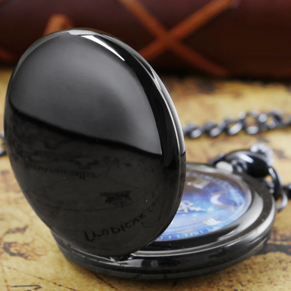 الإبداعية السماء المرصعة بالنجوم أورورا الأزرق جولة الهاتفي كوارتز ساعة الجيب قلادة السلس الوجه سلسلة بدلاية زوجين ساعة الجيب الهدايا