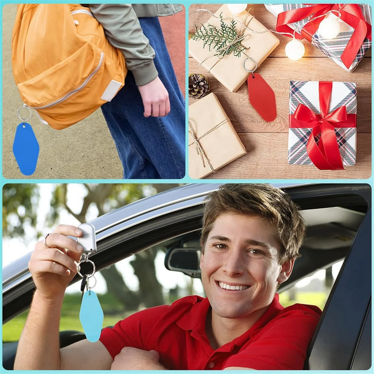 

【Последний шанс!】 40 шт. Заготовка для ключей в отеле с кольцами для ключей, 20-цветный пластиковый брелок с ромбами-мотелем, заготовки для сублимационных брелоков