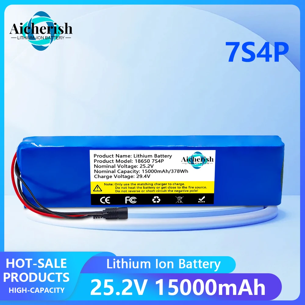 

New 7S4P 18650 25.2V 11000mAh Rechargeable Li-ion Battery Pack,for Electric Scooter Replacement Lithium Battery +29.4V Charger