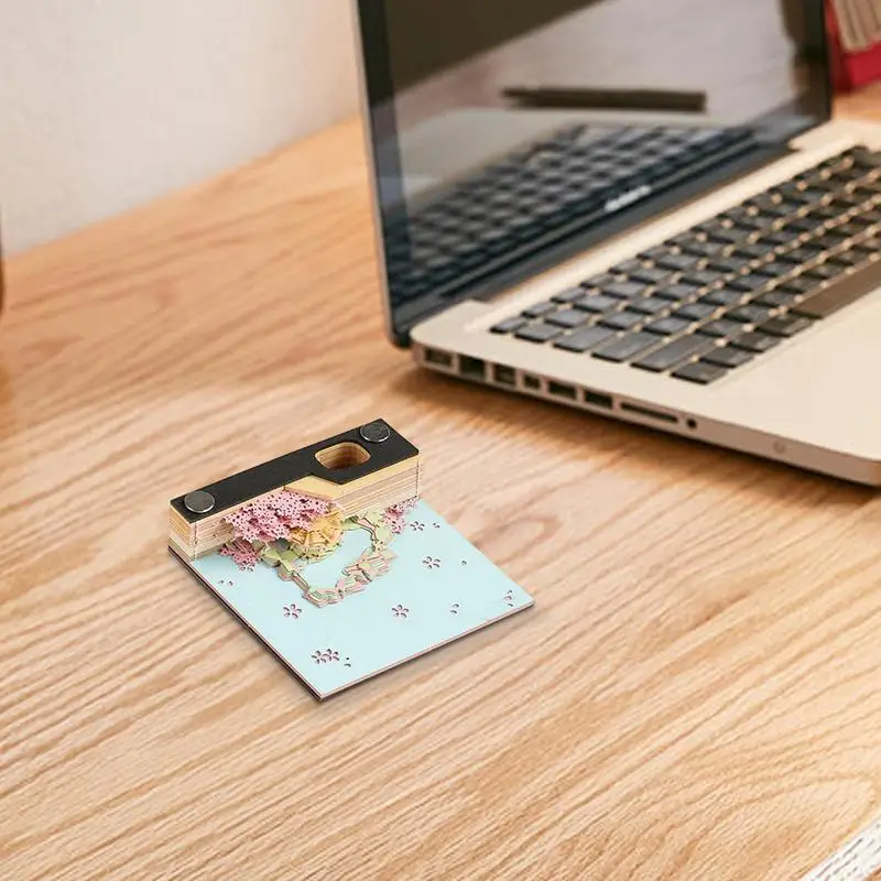 3D Carving Art Notepad Aesthetic Paper Sculpture Notepad With Acrylic Display Box Creative Decorative Gift For Holiday