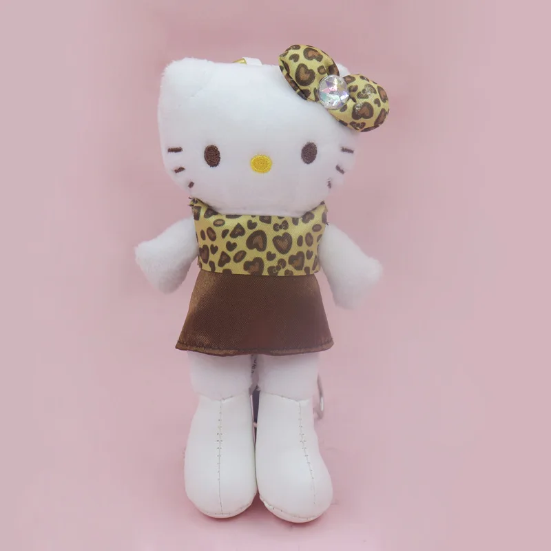 Japanese New Long Legged Sweet Style KT Plush Doll Leopard Print Black Pink KT Toy Girl Heart Bag Hanging Decor Keychain Gift