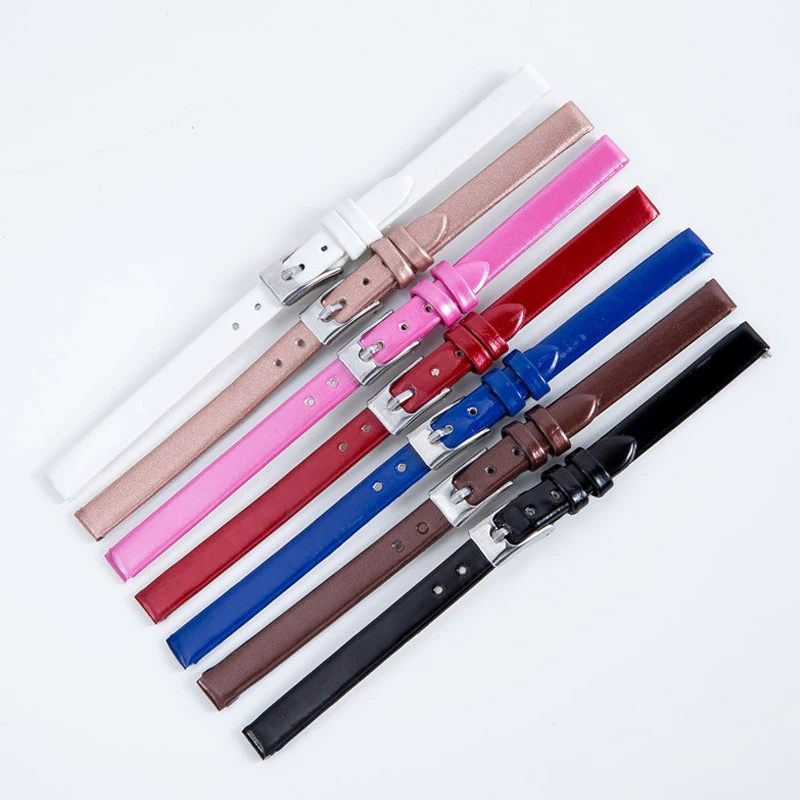 High Quality Genuine Leather Watchbands 8mm for Women's Watches Watch Accessories Thin Watch Strap Wrist Belt with Pin Buckle