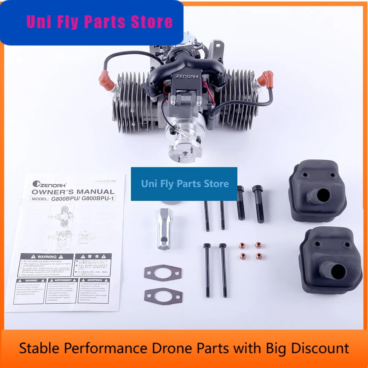 SkyDElZenoah 80CC G800BPU Komatsu Two Cylinder Aircraft Model Fixed Wing Helicopter Engine AF25B