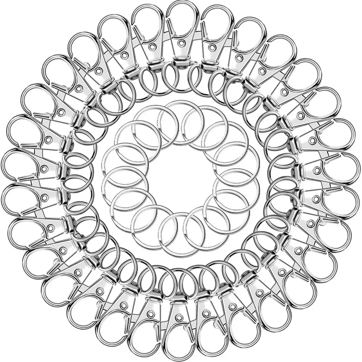 100 STKS Draaibare Sluitingen Lanyard Karabijnhaken met Sleutelhangers Sleutelhanger Clip Haken Karabijnsluitingen voor Sleutelhangers Sieraden DIY Ambachten