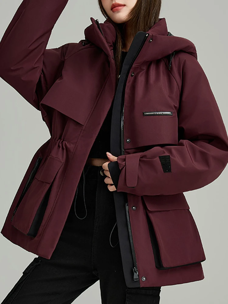 

Faionable Oversized Women's Parka Coat Cotton Jaet Loose Fit Autumn Winter Outerwear Simple Sle Zipper Closure Hooded