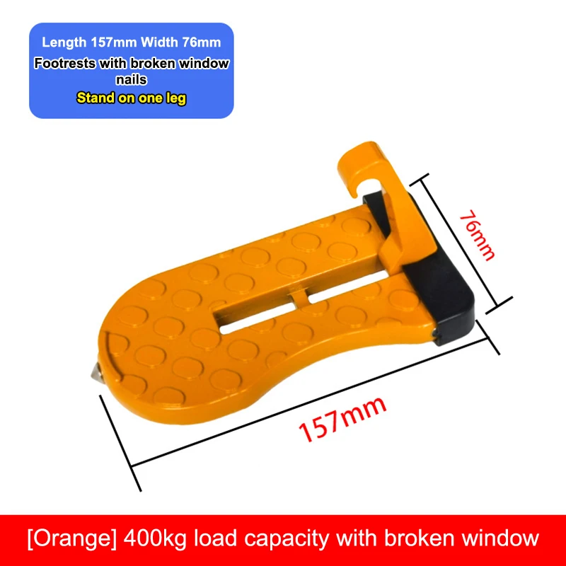 Multi-Functional Foldable Car Door Step Aluminum Alloy Roof Rack Hook with Safety Hammer & Anti-Skid Pedal