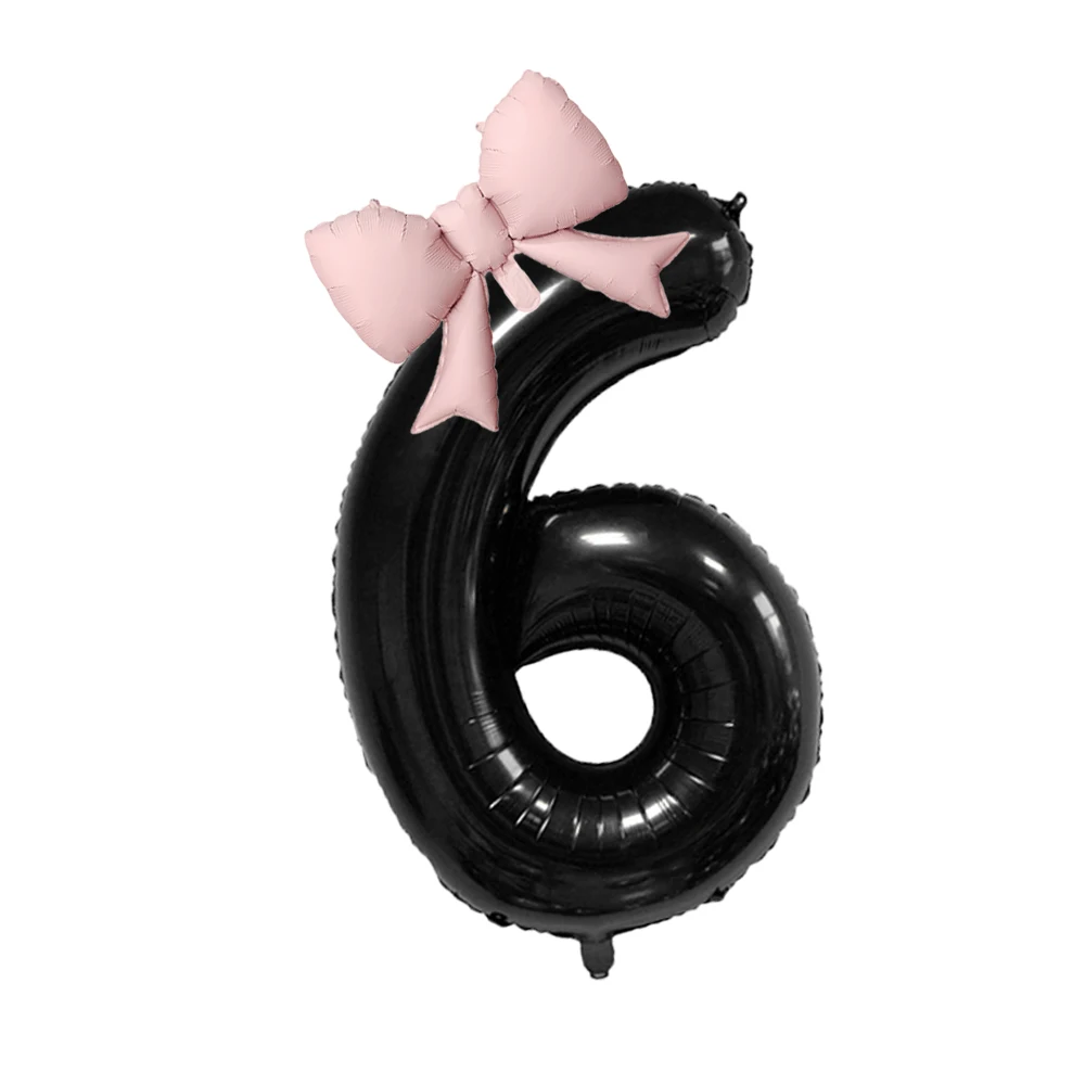 40 Zoll riesige schwarze Zahlenfolienballons Baby rosa Schleife Geburtstagsparty-Dekorationen Kinder 1 2 3 4 5 6 7 8 9 Jahre altes Zubehör