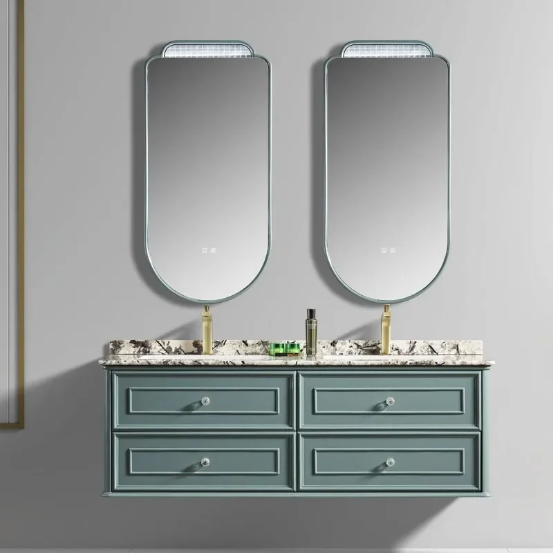 Cream Bathroom Vanity with Integrated Ceramic Basin and Toilet Air System Modern Wall Mounted Washbasin Cabinet Combo