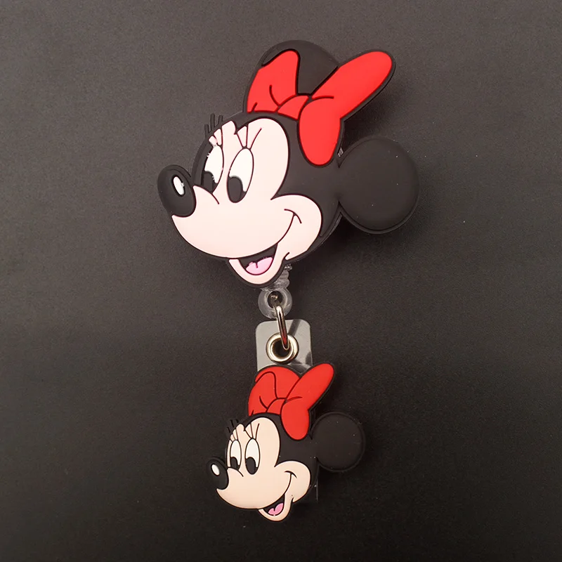 Cartoon Two Head Mickey Minnie Style Retractable Badge Reel Nurse Doctor Card Holder Office Hospital Name Card Supplies