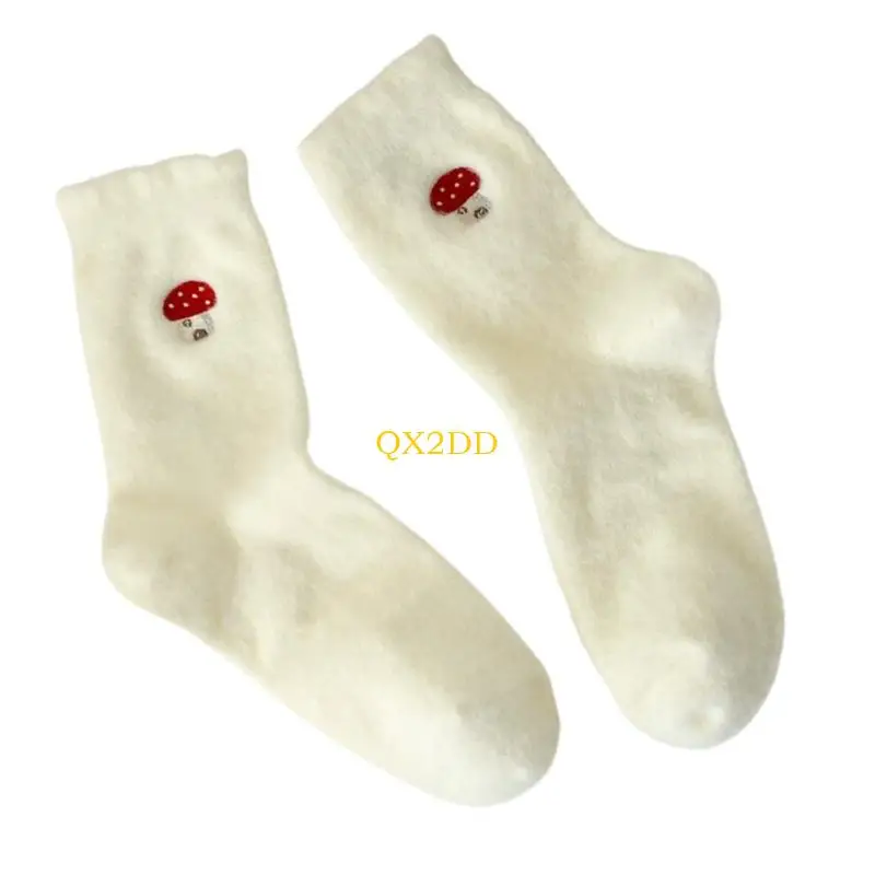 QX2D جوارب حرارية للحمل بدون خياطة تصميم دافئ ومطرز نايلون ناعم مقاوم للرائحة للأم الحامل #4