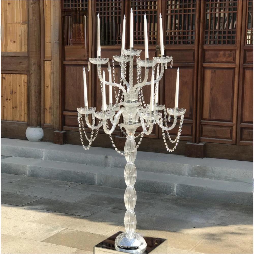 Wedding crystal candelabra glass Candle holder on Sale