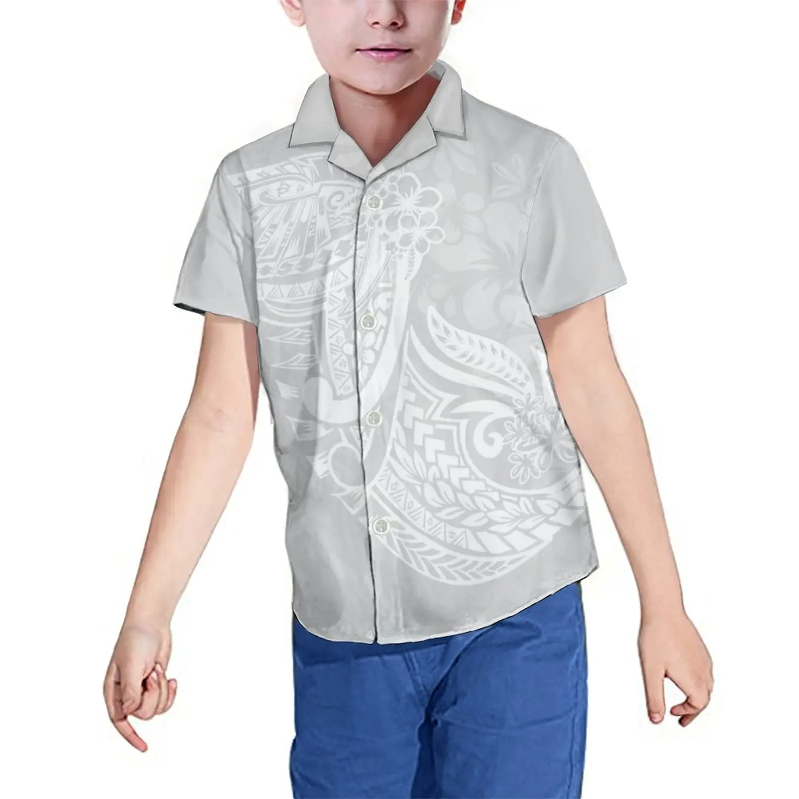 Samoan-Chemise et robe de style tribal pour enfants, longue tenue hawaïenne pour garçons et filles