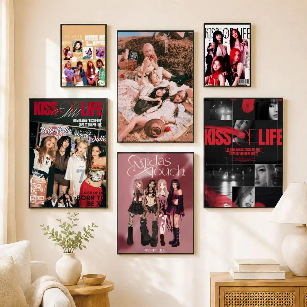 Kpop Girl Groups Kiss Of Lifes Poster Water Proof Paper Print Room Decor Stickers Art Wall Decor Living Room