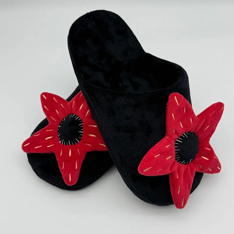 Neue Winter Fremde Sache Plüsch Hausschuhe Frauen Männer Indoor Haus Cartoon Horror Rote Blume Fuzzy Schuhe Einfache Schuh Christus Geschenke