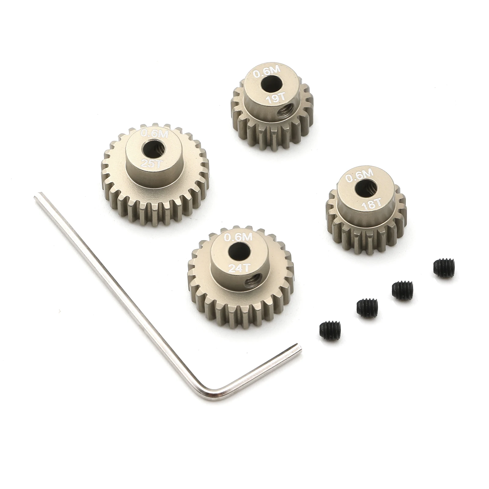 4 pçs metal 18t 19t 24t 25t pinhão moter engrenagem para tamiya tt01 tt02 tb02 ta05 rc carro atualização peças acessórios ﻿