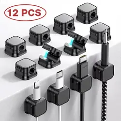3/6/12PCS Magnetic Cable Clips Cable Smooth Adjustable Cord Holder Under Desk Cable Management Wire Keeper Cable Organizer ﻿