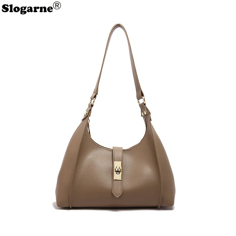 الفاخرة بولي Leather حقيبة كتف جلدية المرأة عادية الصلبة تصميم حقائب اليد حقائب المتشرد العلامة التجارية محفظة 2025 موضة المتسوق مخلب حقائب نسائية #6