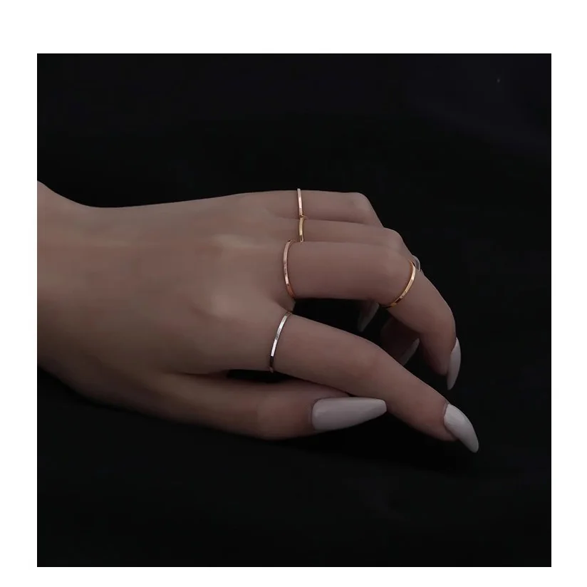 1mm Sleek Thin Flat Ring Stainless Steel Waterproof PVD Plated Fashion Jewelry Pinky Toes Classic Promis Gifts For Men Women